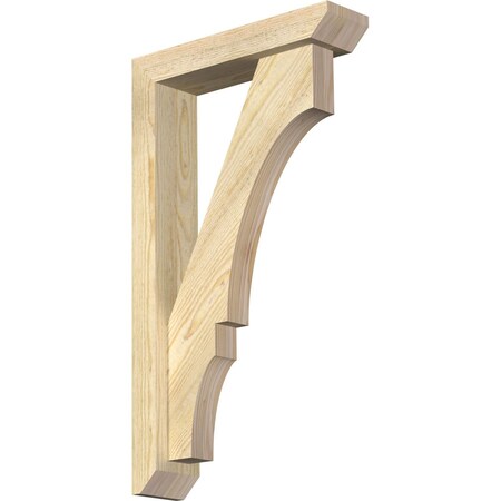 Ekena Millwork Balboa Slat Rough Sawn Bracket w/ Offset Brace, Douglas Fir, 4"W x 16"D x 28"H BKT0402X16X28BOA06RDF